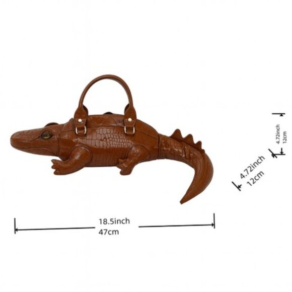 🖤 Crocodile Patent Leather Shaped Handbag w/strap Novelty Statement! - Picture 6 of 7